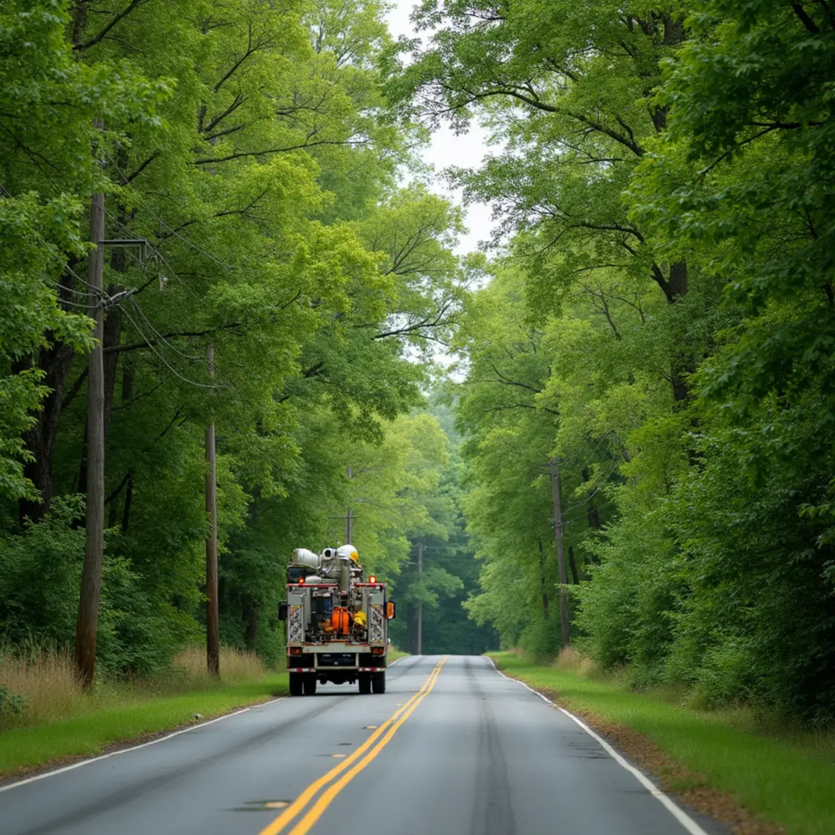 Dense wild thorny thicket of invasive Callery pear choking out rural Cabarrus roadside